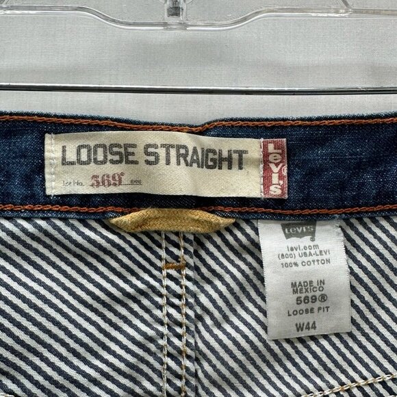 Levi's 569 Loose Straight Boyfriend Jean Shorts Womens W44 High Rise Denim Blue - Picture 8 of 9